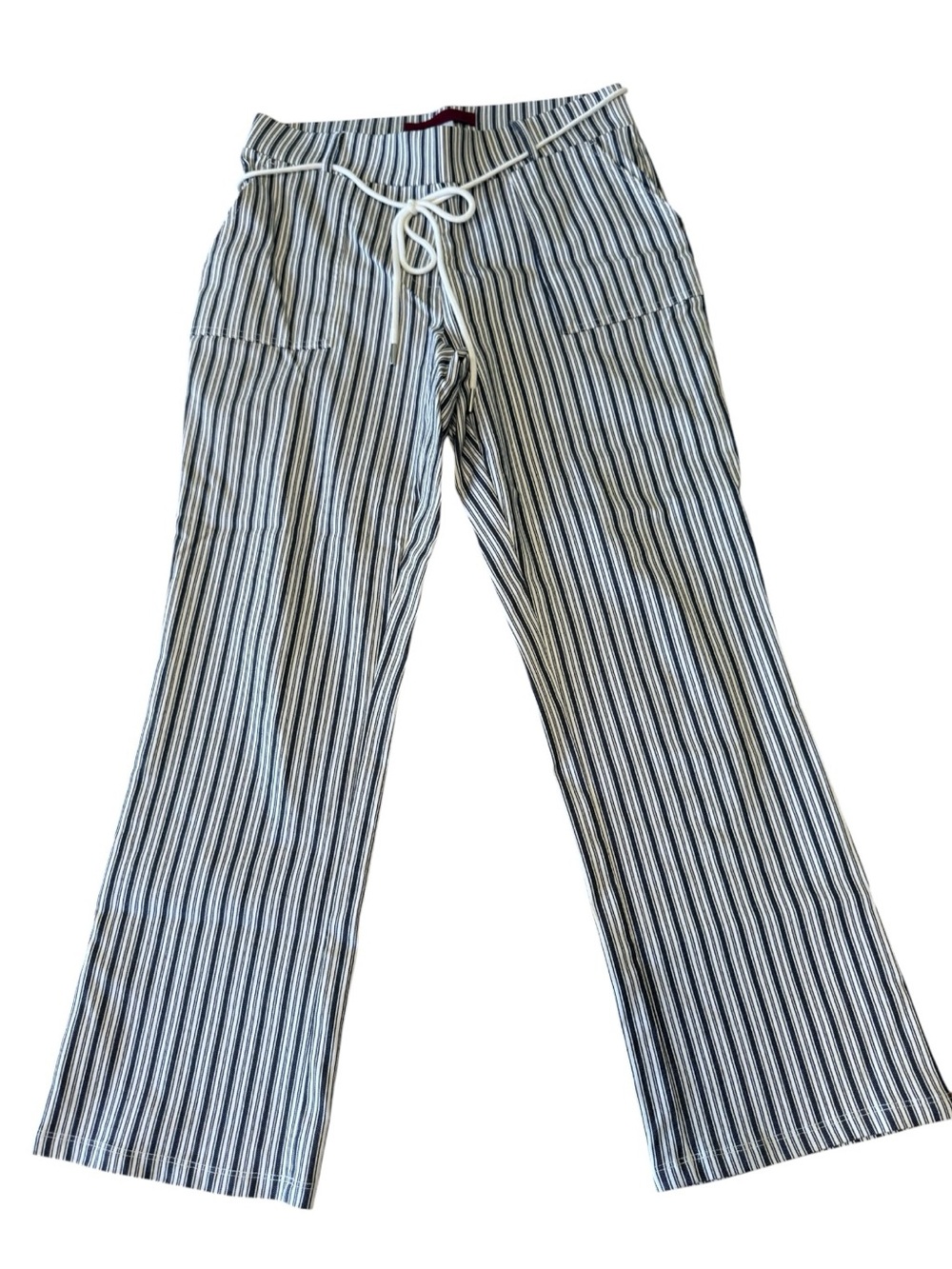 Love Scarlett Striped  Pants - White Blue/Gray Knit Lightweight Sz Medium